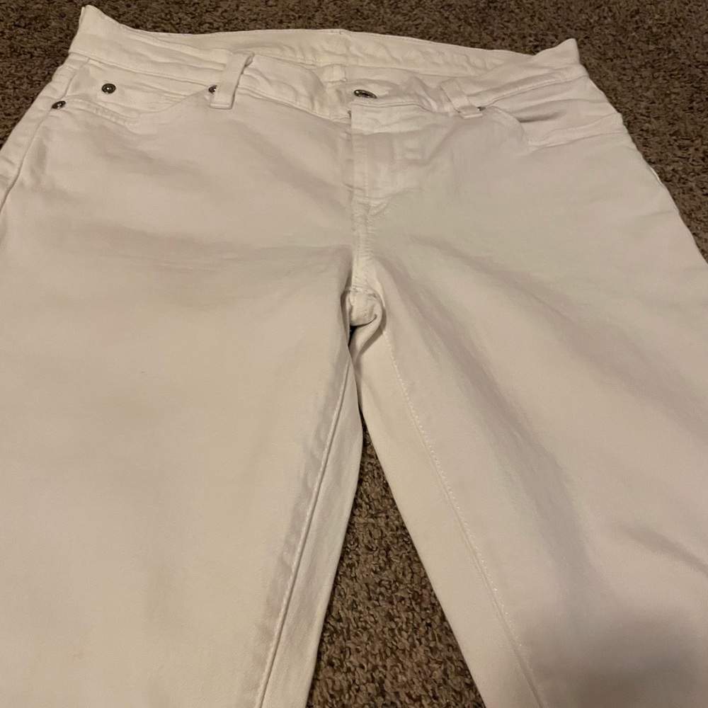 💰7 For All Mankind Women's Straight Leg Off-White Jeans